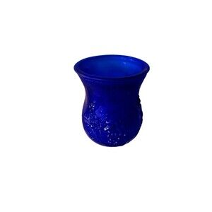 Vintage Cobalt Blue Glass Vase, Rose Design Decor